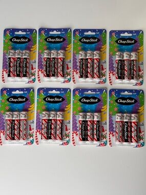 Chapstick Holiday Candy Cane Lip Balm 8-Pack Bundle Red & White